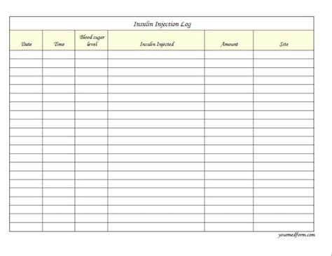 Fillable Digital Insulin Injection Log / PDF/ Digital Health