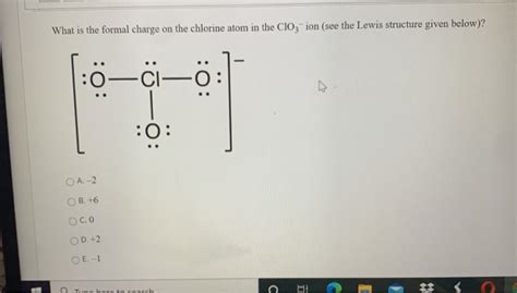 Solved What is the formal charge on the chlorine atom in the | Chegg.com