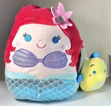 SQUISHMALLOW DISNEY THE Little Mermaid Ariel and Flounder 10 inches £34 ...