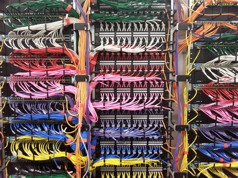 Not the neatest cable management, but very colorful! | Tech job, Structured cabling, Cable