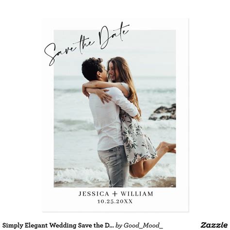 Simply Elegant Wedding Simple Save the Date Photo Postcard | Zazzle | Wedding saving, Save the ...