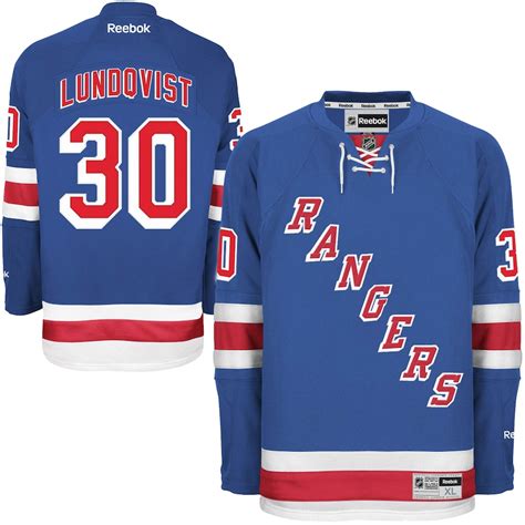 Reebok Henrik Lundqvist New York Rangers Blue Home Premier Jersey