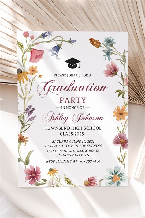 Wildflower Graduation Invitation Template Class 2023 - Etsy ...