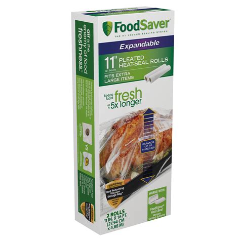 FoodSaver® Expandable 11"x16' Heat-Seal Vacuum Sealer Roll, 2-Pack ...