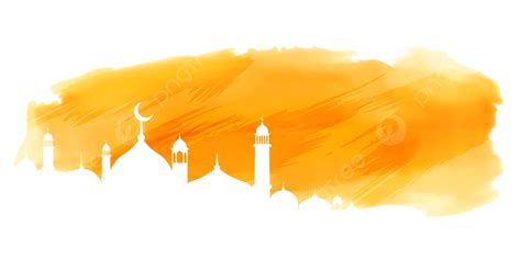 Yellow Watercolor Islamic Banner With Mosque Design, Header, Culture ...