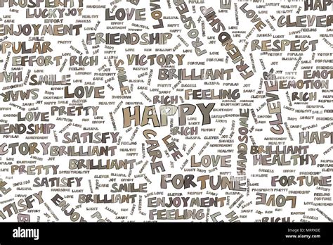 Happy, illustrations of positive emotion word cloud. Good for web page, wallpaper, graphic ...