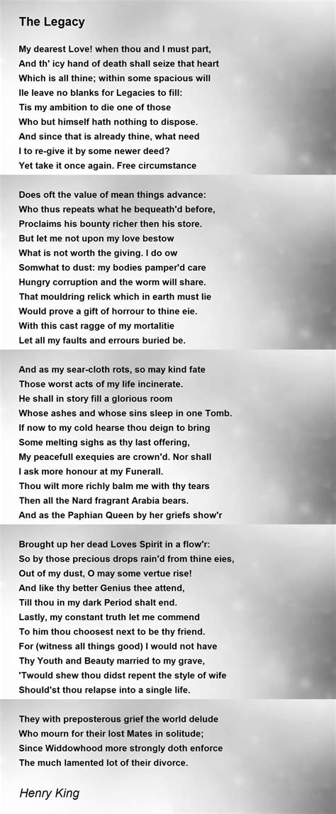 The Legacy - The Legacy Poem by Henry King