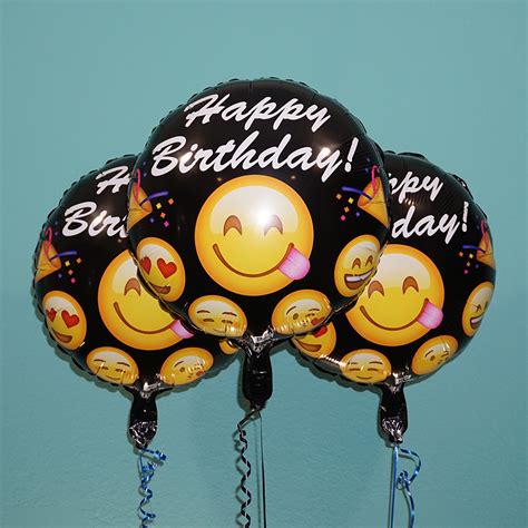 Emoji 18" Black Happy Birthday Helium Balloon 3 Pack | Emoji party ...