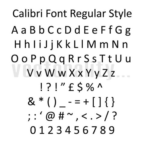 Calibri Font Regular Style Alphabet Numbers Letters Vector Art | Etsy