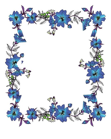 Floral Blue Frame PNG Transparent Images