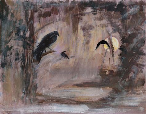 Crow Moon Painting by Ethel Vrana - Fine Art America