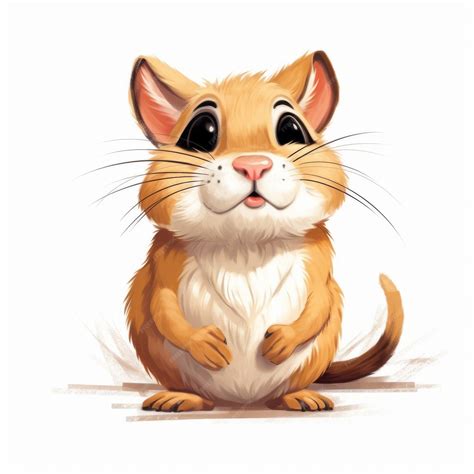 Premium Photo | Adorable Gerbil Cartoon Drawing On White Background