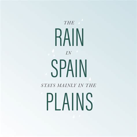 The rain in Spain stays mainly in the plains. | My fair lady, Rain, Fair lady