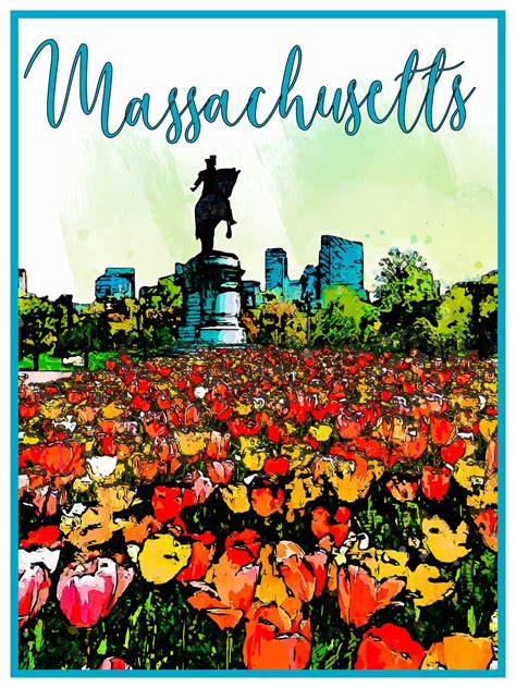 Massachusetts Travel Poster Vintage Style Posterhome Wall - Etsy