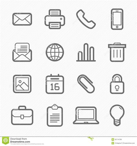 Office Elements Symbol Line Icon Set Royalty Free Stock Photos - Image ...