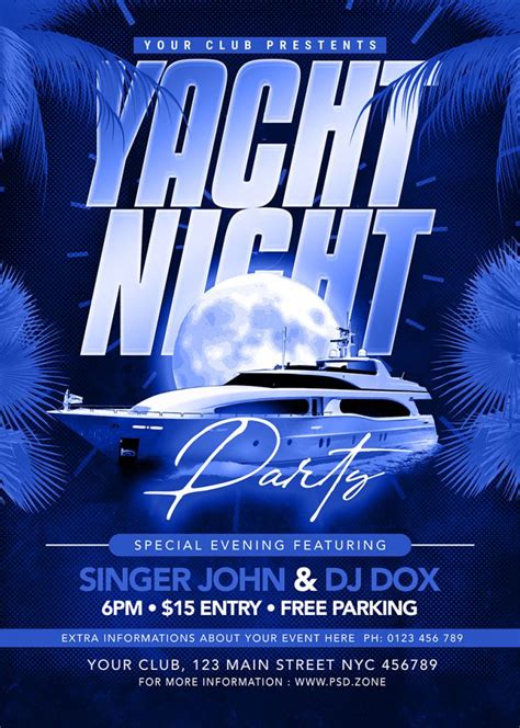 Yacht Music Party Flyer PSD Template - PSD Zone