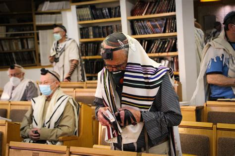 Jewish People Praying In Synagogue