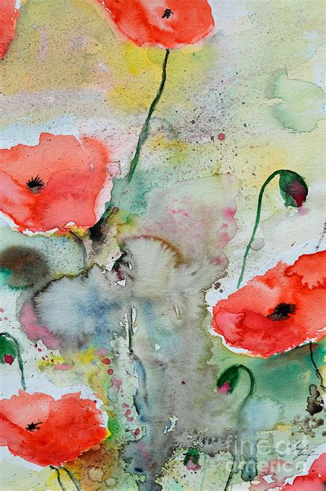 Poppies - Flower Painting Painting by Ismeta Gruenwald | Pixels