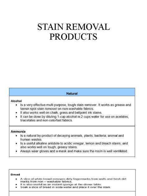 Stain Removal Products - 1 | PDF