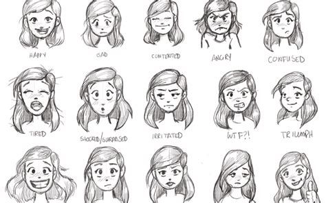 Drawing Expressions Woman - Broccoli | Drawing expressions, Facial expressions drawing, Face drawing