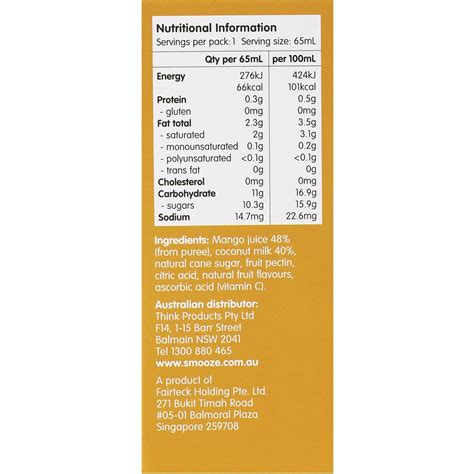 Smooze Mango & Coconut 8x65ml | Woolworths