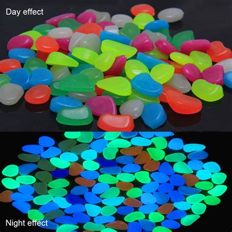 100/200Pcs Glow In The Dark Pebbles Luminous Stones Home Garden Fish ...