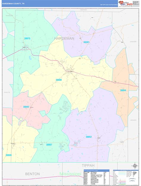 Hardeman County, TN Wall Map Color Cast Style by MarketMAPS - MapSales.com