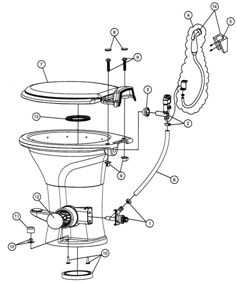 Dometic 310 China RV Toilet 302310113 Bone With Hand Spray