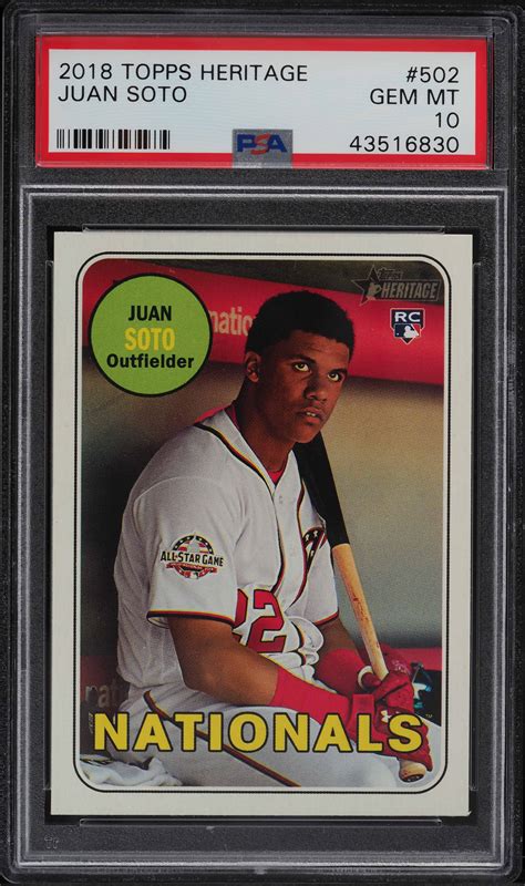 2018 Topps Heritage Juan Soto ROOKIE RC #502 PSA 10 GEM MINT (PWCC) - PWCC