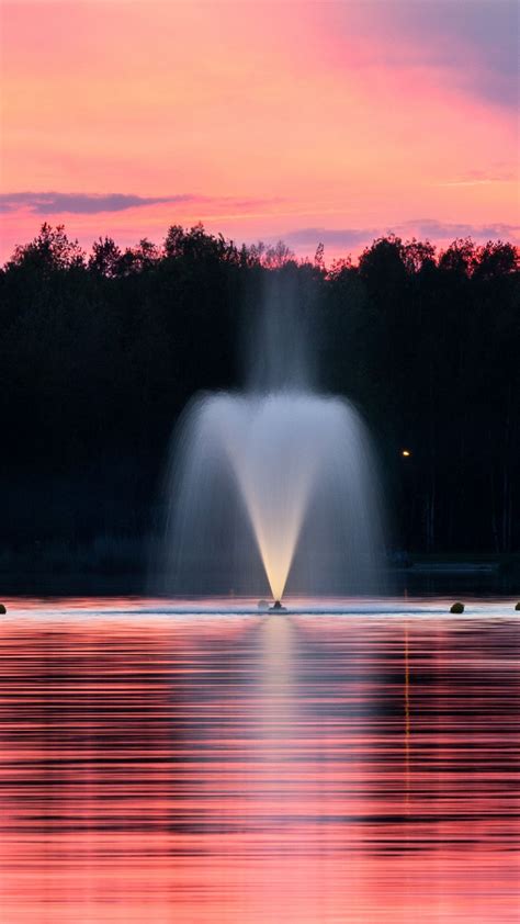 Fountain | Beautiful landscape iPhoneX wallpaper | Idées de fontaine, Étangs en plein air, Sentiers