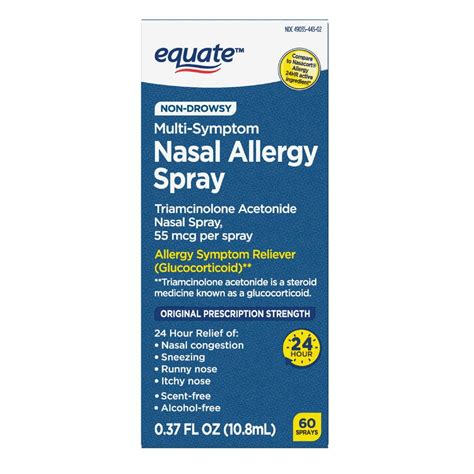 Equate Triamcinolone Acetonide Nasal Allergy Spray, 55 mcg per spray, 0.37 fl oz - Walmart.com ...