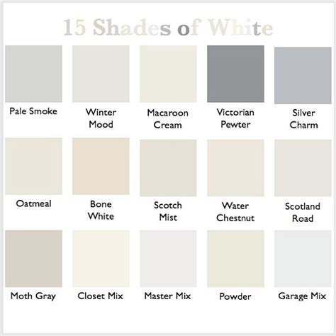 15 Shades of White | Shades of white, Paint shades, House color palettes