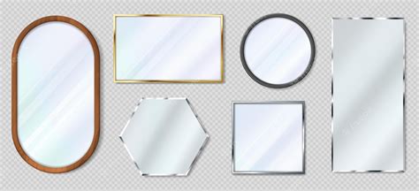 Premium Vector | Realistic mirror in various shapes, reflective glass with metal frames. 3d ...