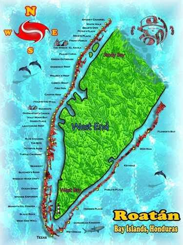 Roatan Dive Map