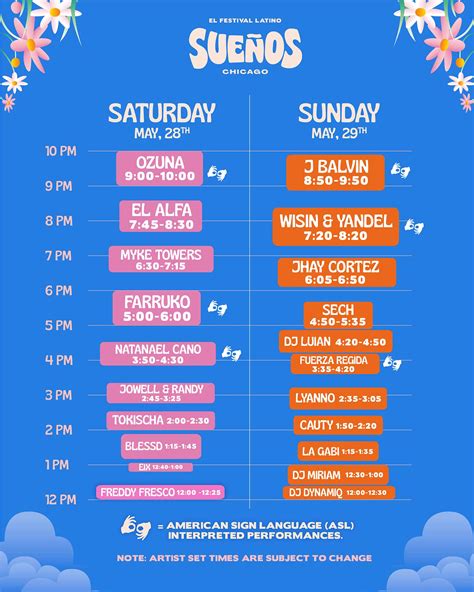 Suenos Festival 2024 Lineup Time Schedule - Vida Allyson