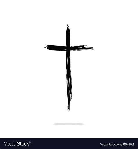 Cross icon christian brush faith symbol Royalty Free Vector