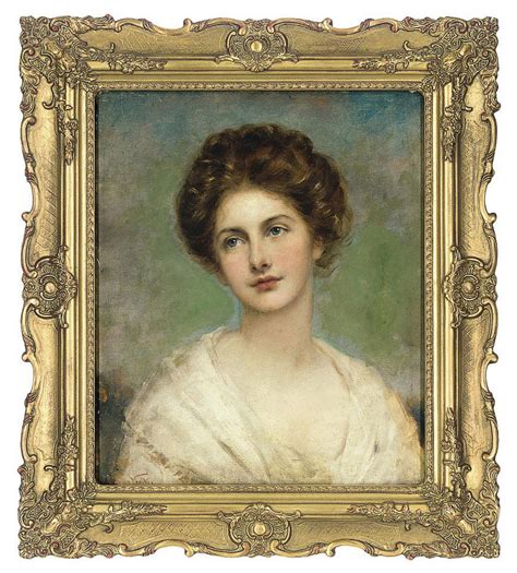 John Hanson Walker (1844-1933) , Portrait of a lady, bust-length, in a white dress | Christie's