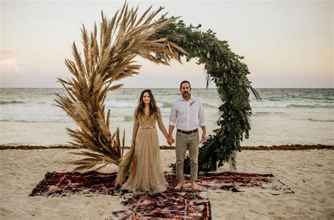 Intimate Boho Meets Glam Beach Wedding in Tulum | Green Wedding Shoes