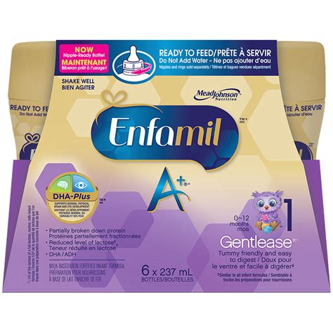 Enfamil A+ Gentlease Baby Formula Ready to Feed Bottles Nipple-Ready - 6 x 237ml | London Drugs