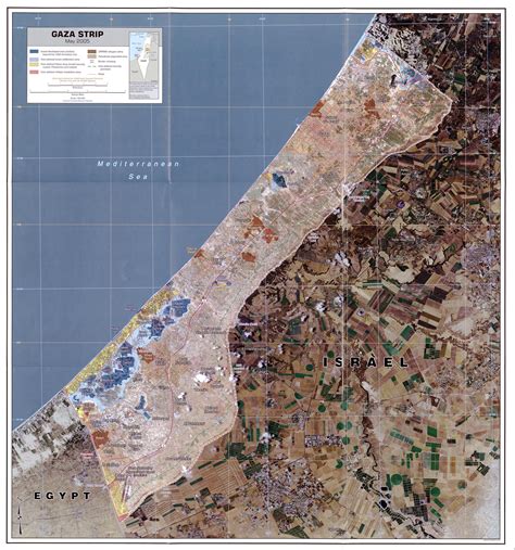 Large detailed road and satellite map of Gaza Strip. Gaza Strip large ...