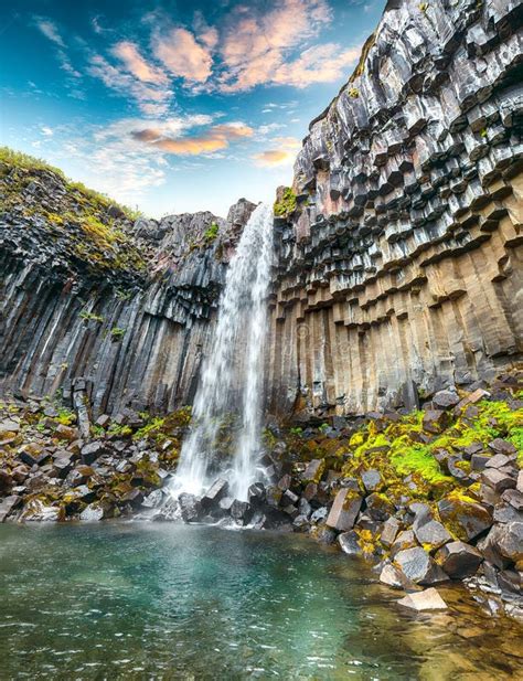 Amazing View of Svartifoss Waterfall with Basalt Columns on South Iceland Stock Photo - Image of ...