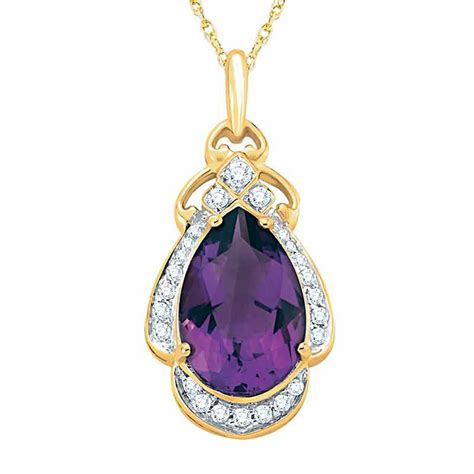 Amethyst & Diamond 14kt Pendant