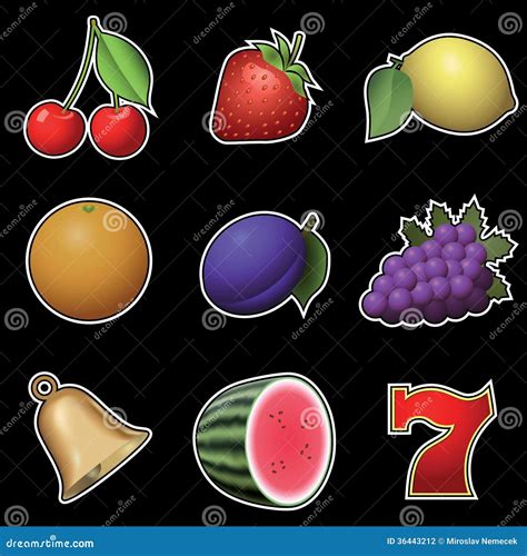 Slot machine fruit symbols stock vector. Illustration of icon - 36443212