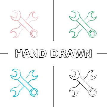 Crossed Wrenches Hand Drawn Icons Set Icon Set Symbol Vector, Icon, Set, Symbol PNG and Vector ...