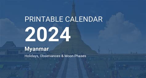 Printable Calendar 2024 for Myanmar (PDF)