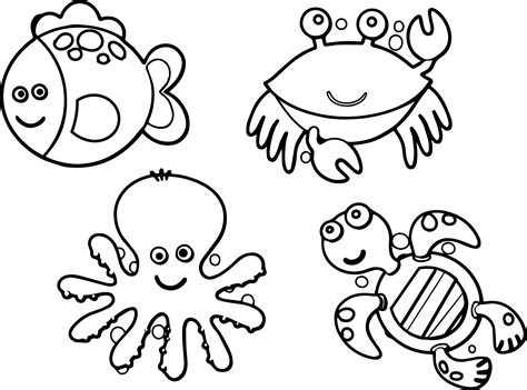 Sea Life Animals Coloring Page - Wecoloringpage.com