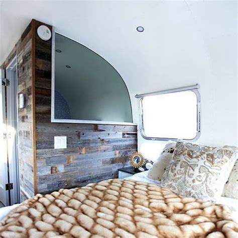 Reclaimed Wood Interior Ideas | Airstream Sovereign Renovation | Airstream, Airstream renovation ...