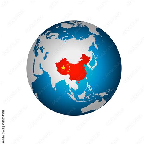 3d Earth Globe With Main Focus on China Map Editable Vector Illustration Stock Vector | Adobe Stock