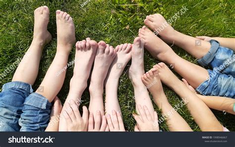 Barefoot On Grass Top View Kids Stock Photo 1998946667 | Shutterstock