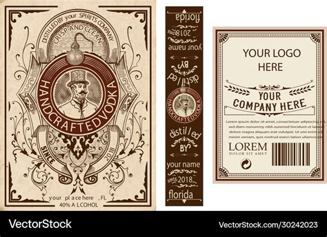 Vintage liquor labels template front back and Vector Image